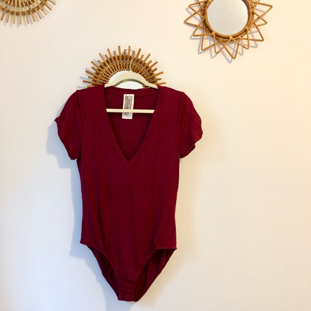Free People Deep V Bodysuit, size L